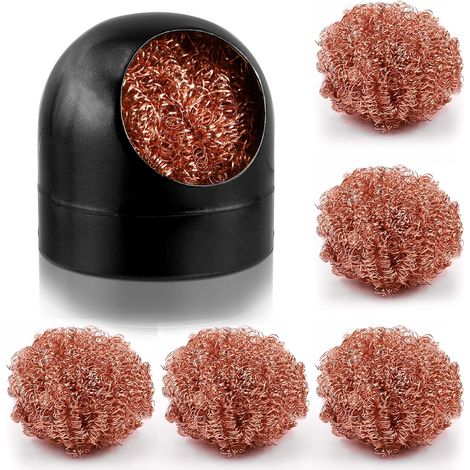 Lot de 6 brosses de nettoyage noires pour pointes de fer à souder, fil de nettoyage et support en éponge en laiton, 1 support de coque avec 5 nettoyeurs de fils en laiton pour nettoyer les fers (1/5)