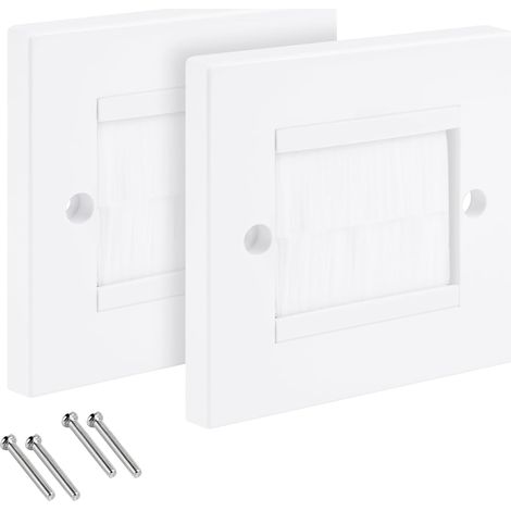 Sortie de Cable Prises, 2 Pcs Plaque Murale de Brosse, Plaques de Brosse avec Ouverture à Brosses, Livré avec Quatre Vis, pour Passage de Câble, Prise Murale, Sortie de Cable Prises, TV (1/5)