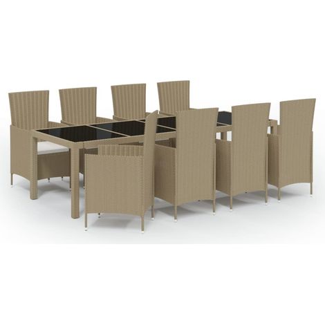 Maison Exclusive - Set da Pranzo da Giardino 9 pz con Cuscini in Polyrattan Beige (1/5)