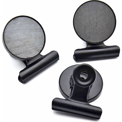 Lot de 10 clips magnétiques ronds noirs pour organisation et rangement (1/3)