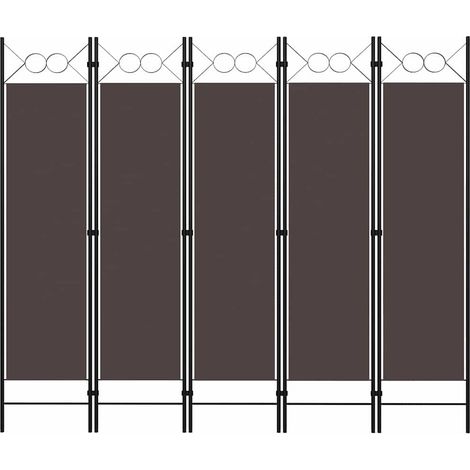 Cloison de séparation 5 panneaux-Paravent-Séparateur de pièce Marron 200x180 cm (1/5)
