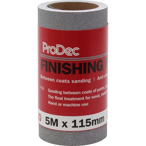 ProDec 5m Rotolo 320 Grana Extra Fine per la levigatura tra le mani e la carteggiatura automobilistica - Rotolo di carta abrasiva largo 115 mm compatibile con levigatrici a macchina e a mano (1/3)