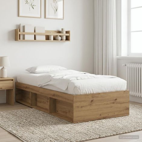 Cadre de lit avec rangement 80 x 200 cm en bois d’ingénierie chêne artisanal, 38.6kg - PANGIVO (1/5)