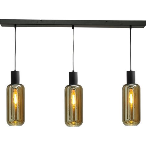 Lampe suspendue noire pour salle à manger Bounty Verre cylindrique à 3 lumières - 2471-05-05-100-3-5 (1/3)