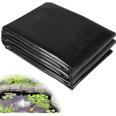 Teichfolie 3 x 3 m, 0,5 mm dick, schwarzes HDPE, UV-beständig, für Wassergärten und Wasserfälle (1/5)