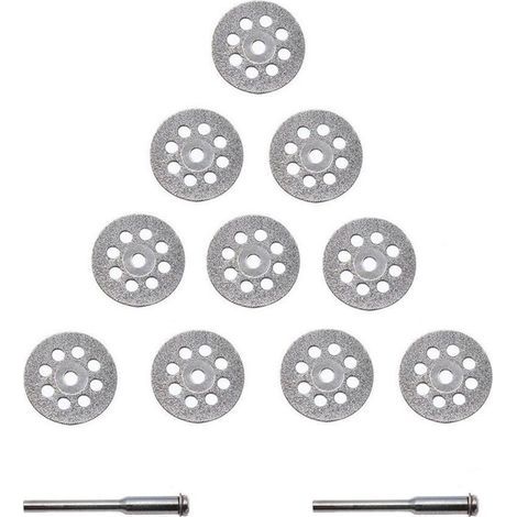 10 Pcs Diamond Cutting Discs 22mm + 2 x Carbon Steel Mandrels for Flap Cutters - Ideal for Cutting Gemstones, Glass, Ceramics, Porcelain, Tiles (1/5)