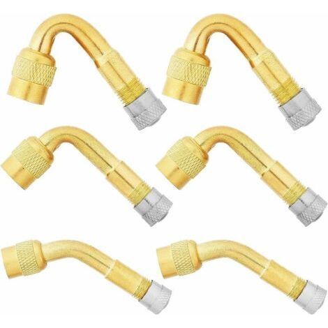 Pièces Pneu Valve Rallonge, 45°, 90°, 135° Extension Valve Pneu Valve de Adaptateur Raccord Prolongateur Coude, Embout de Gonflage Coudé pour Voiture Camion Moto Vélo Scooter (1/5)