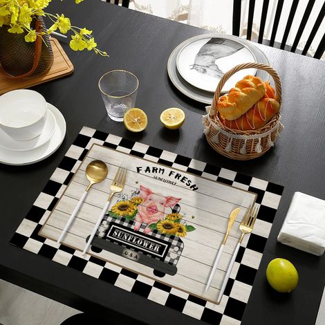 Creative Car Series Placemats - Hotel Restaurant Placemats, Home Use, Leather, Non-slip, Waterproof, Heat Insulating Table Mats - Car Series - 3 - Leather, Color Printed, 3045CM
