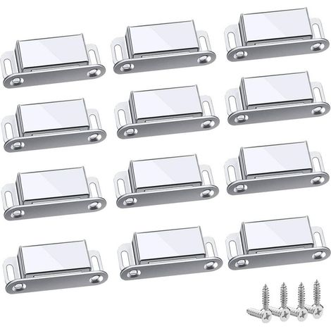 Loquet Magnetique, 12 Pièces Aimants loqueteaux magnétiques Placard Aimant Puissant Robuste Jusqu'à 6kg, Pour Tiroirs Porte de Douche Aimanté Armoire Placard, Cabinet, Meubles (45mm-12pc) (1/5)