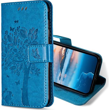 Coque pour Huawei Nova 5T, Etui Protection Housse Premium en Cuir PU, Antichoc Étui à Rabat Portefeuille Flip Case pour Huawei Nova 5T / Honor 20 (Bleu) (1/5)
