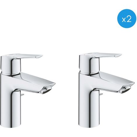 Grohe 2er-Set Einhebel-Waschtischmischer, mit Ablaufgarnitur, Größe S, Chrom (31137002-DUO)