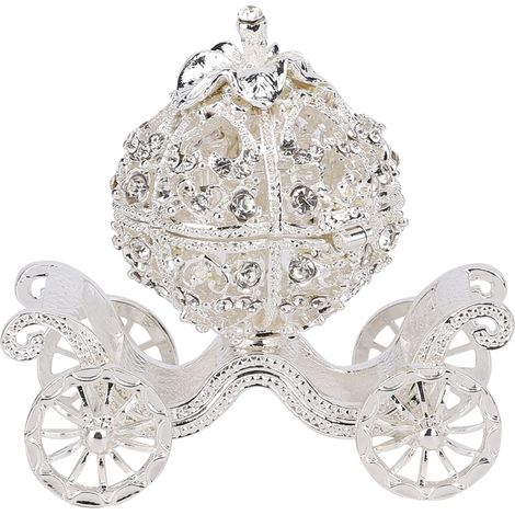 Coffret à bijoux en forme de carrosse citrouille décoré de strass, artisanat en métal, décoration de table cadeau (1/5)