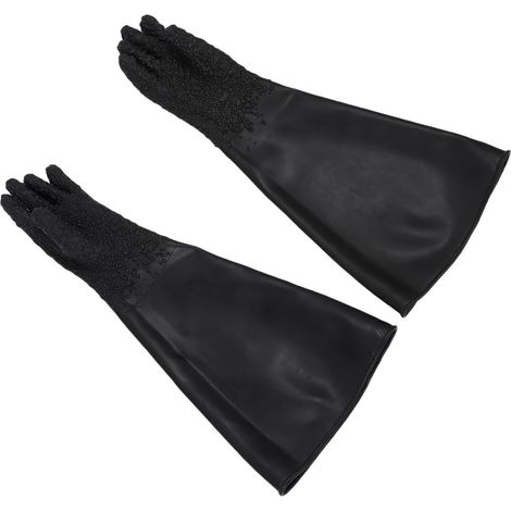 1 paire de gants de sablage avec travail en Latex résistant à l'usure des particules pour boîte d'isolation d'armoire abrasive 65cm (1/5)