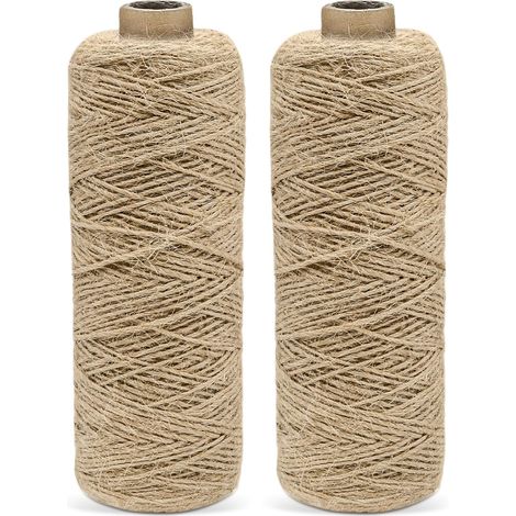 Ficelle Jute 2 pièces 200 m, 1mm Fil de Jute Corde, pour Ricolage, Jardinage, Macramé et Emballage de Cadeaux (1/5)