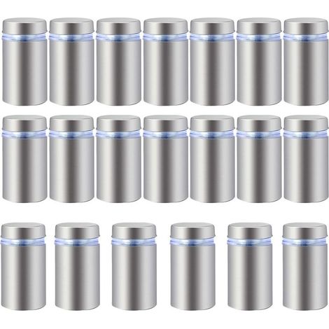 20 Stück Edelstahl-Werbeschrauben, Glasabstandshalter, Befestigungsschrauben, Schilder- und Werbenägel, Hardware-Befestigungsschrauben, rahmenlose Abstandshalterklemmen für Glas, 16 x 30 mm (1/5)