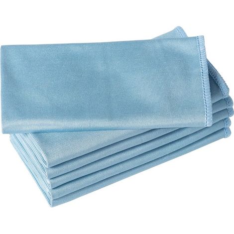 Juego de 6 paños de microfibra GleamShine para la limpieza de ventanas, sin marcas ni pelusa, 40 x 40 cm, absorbentes para espejos, pantallas y ventanas (azul). (1/5)