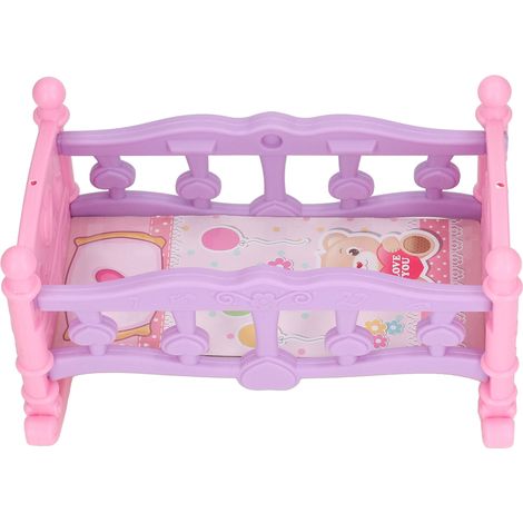 Lit bébé miniature 1:12 pour chambre de poupée, berceau sûr et mignon, accessoires meubles miniatures (1/5)