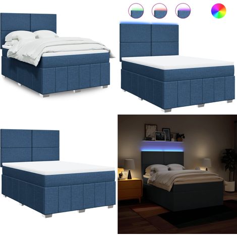 vidaXL Sommier à lattes de lit avec matelas Bleu 160x200 cm Tissu (1/5)