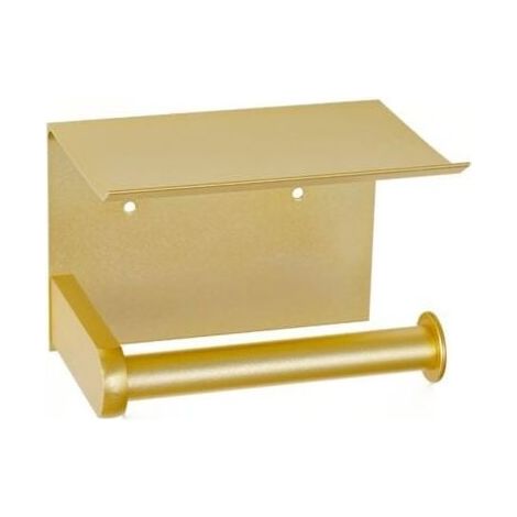 Porte-Papier Toilette, Porte-Papier Hygiénique Mural Avec étagère de Rangement, Auto-Adhésif ， Aluminium(Doré)1pcs (1/5)
