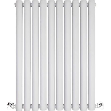 BestBathrooms - Modern White Horizontal Single Oval Panel Radiator - 600mm x 595mm (1/5)