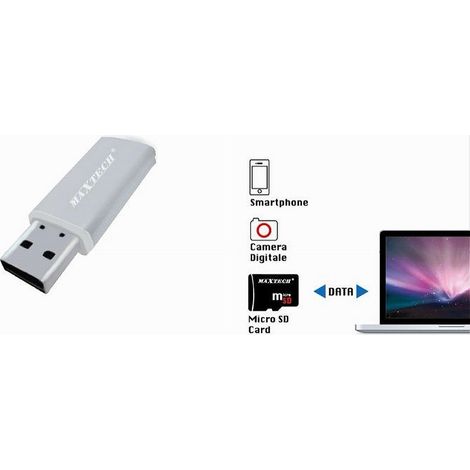 MaxTech - Lettore Di Schede Di Memoria Usb 2.0 Micro Sd Adattatore Per Pc 480mbps Lto-sm03 - (1/4)