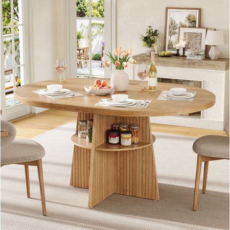 Tavolo allungabile rotondo 110-150 x 110 x 77,5 cm in MDF colore naturale OKMYHOME (1/5)