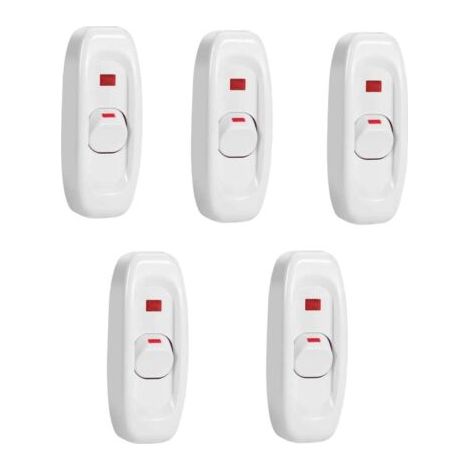 Interrupteur d'éclairage de ligne, 5 Pcs AC 250V 10A Compact en Interrupteur à Bascule Interrupteur à Bascule Led Cordon Lumière Contrôle Solder Lug Bouton(blanc)