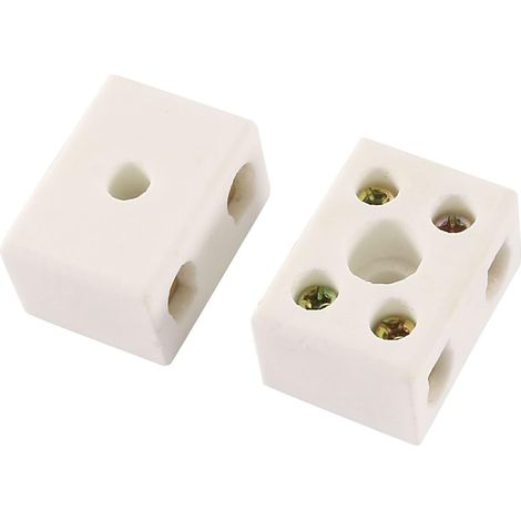 2pcs Borniers Céramiques 2 Voies 15A Haute Température Connecteurs Électriques Pour Appareils Ménagers (1/2)