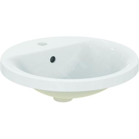 Ideal Standard – Vasque à encastrer 480 mm – Céramique blanche avec trop-plein – 1 trou pour robinetterie – Semi-encastrable, modèle Connect (1/6)