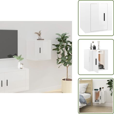 TV-Wandschrank Hochglanz-Weiß 40x34,5x40 cm - TV Schrank - Wandregal - Wohnwand - Fernsehschrank - Holzwerkstoff Möbel (1/5)