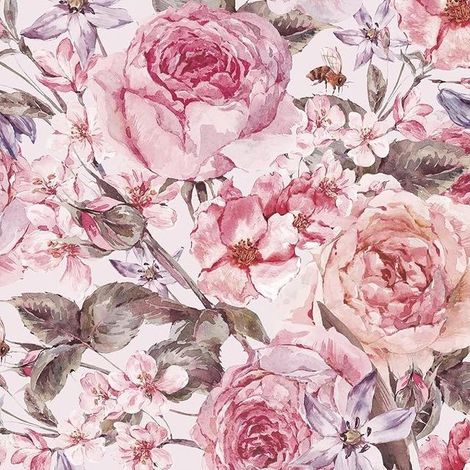 Pink Flowers Wallpaper 44.5 x 300 cm Wallpaper Wall Stickers Furniture Pink Vintage Wardrobe Stickers Bedroom Living Room Kitchen Furniture Door Waterproof (1/3)