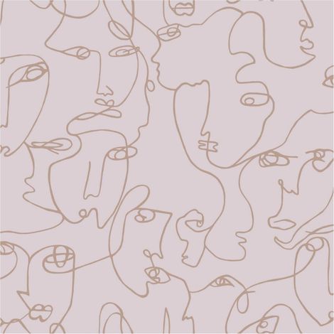 Holden Decor Linear Visages Pink Wallpaper Gold Faces Washable Paste The Wall (1/4)