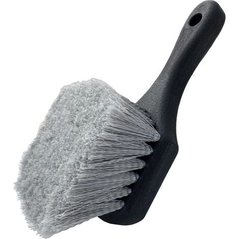 Brosse pour jantes et pneus de voiture, brosse de lavage à poils doux, nettoie les pneus et élimine la saleté et les impuretés de la route, manche court pour un nettoyage facile, noir (1/4)