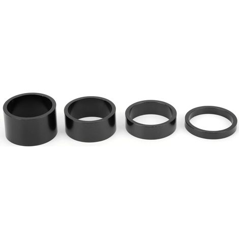Lot de 4 rondelles/entretoises de direction pour fourche avant de vélo, 5, 10, 15 et 20 mm, joint de potence noir (1/4)