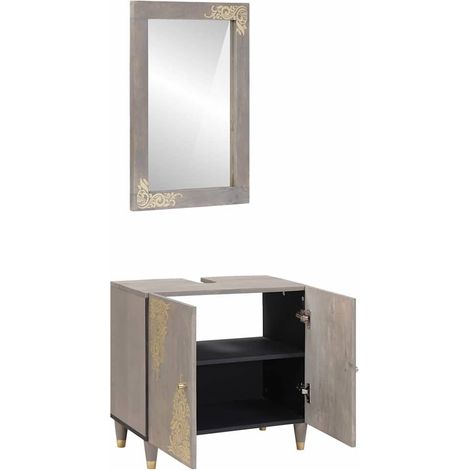 Maison Exclusive - Badezimmerschrank-Set Wandmontiert 2 pcs Grau