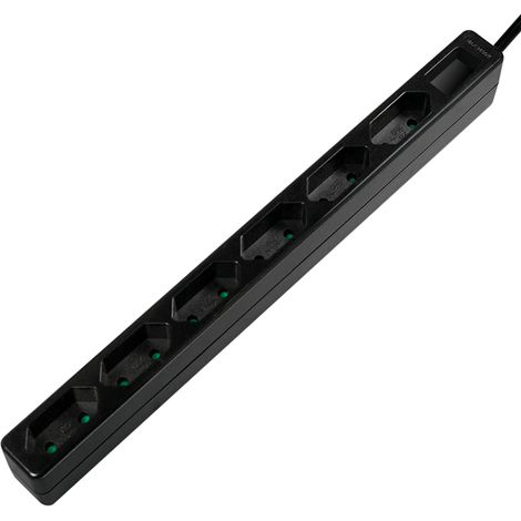 LogiLink - Regleta de enchufes de 6 tomas Euro CEE 7/16, estrecha, 1,5 m, negra (1/5)