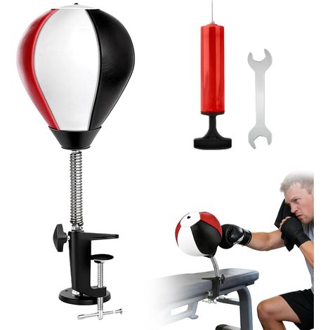 Table de Punching Ball avec Pince de Table, Sac de Frappe de Bureau pour Adultes, Mini Sac de Frappe Table de Punching Bal avec Pompe à air, Sac de Boxe pour la Maison et Le Bureau (1/5)