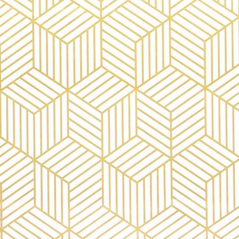 Selbstklebende Tapete mit goldenen sechseckigen geometrischen Streifen, selbstklebende Möbeltapete, goldweiß, 45 x 500 cm, Weihnachtsgeschenkpapier (1/5)