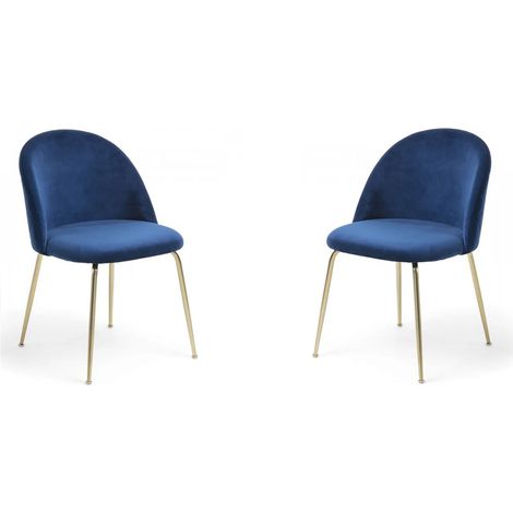 Sedia poltroncina in velluto Ottanio con gambe in metallo Oro - PARIS 2 sedie (1/5)