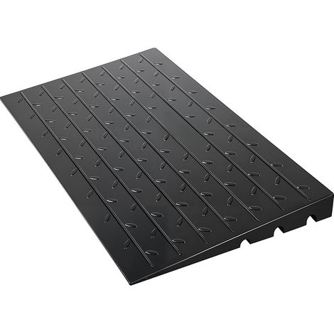 Rampe de Seuil en Caoutchouc, 3" de Hauteur, 3 Canaux pour Câbles, Porte-Entrée, Capacité 2200 Lbs, pour Fauteuil et Scooter (1/5)
