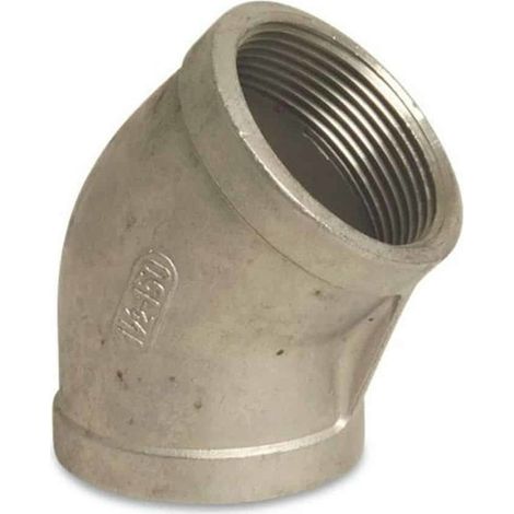 Coude Inox 45° 1 1/2" IG V4A, Raccord Fileté Plomberie