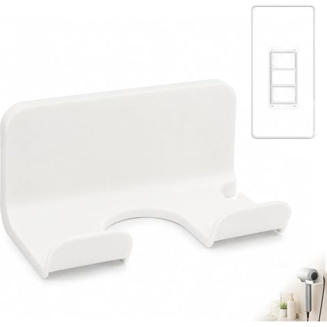 Support Sèche Cheveux Mural Sans Perçage, Porte Sèche Cheveux Auto-Adhésif, Accroche Seche Cheveux pour Salle de Bain, Rangement Pratique Cordon, Séchoir Cheveux Organisé et Stable (1/5)