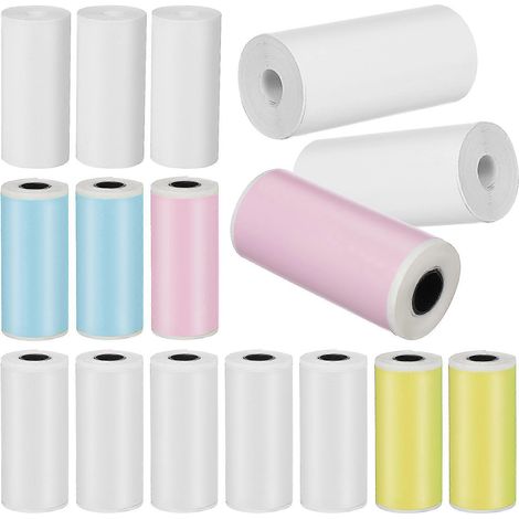 16 rouleaux de papier pour mini-imprimante thermique, papier autocollant pour mini-imprimante de poche, papier pour étiquettes thermiques.-5.60X2.50X2.50CM-Multi