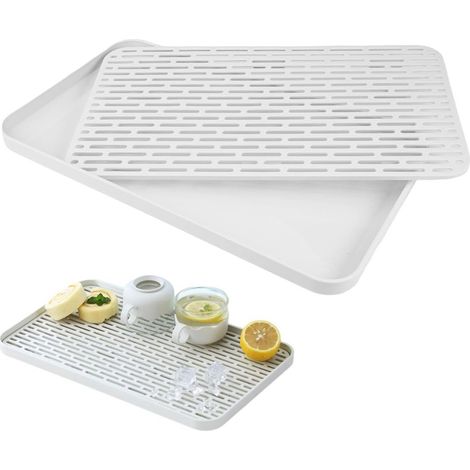 Tapis égouttoir - séchoir multifonctionnel pour vaisselle - 31 x 17,5 x 2,2 cm - blanc (1/5)