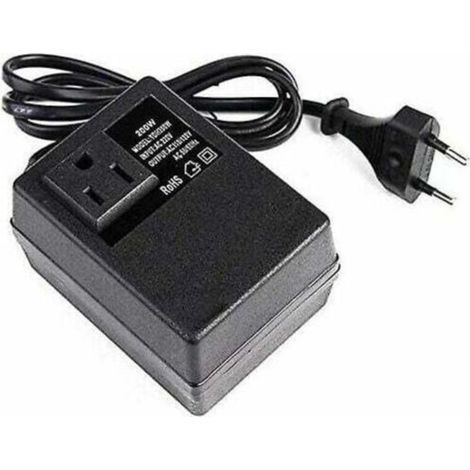 Transformateur 220V à 110V, 200W, avec prise européenne, pour une tension réduite.