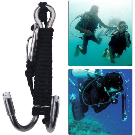 Crochet de Dérive Double en Acier Inoxydable pour Plongée sous Marine et Exploration de Grottes avec Ligne (Noir) (1/3)