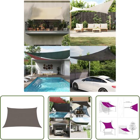 The Living Store Voile d'ombrage 160 g/m² Anthracite 3/4x2 m PEHD - Parasol - Voile D'ombrage - Parasol Rectangulaire - Parasol Extérieur - Parasol Jardin (1/5)