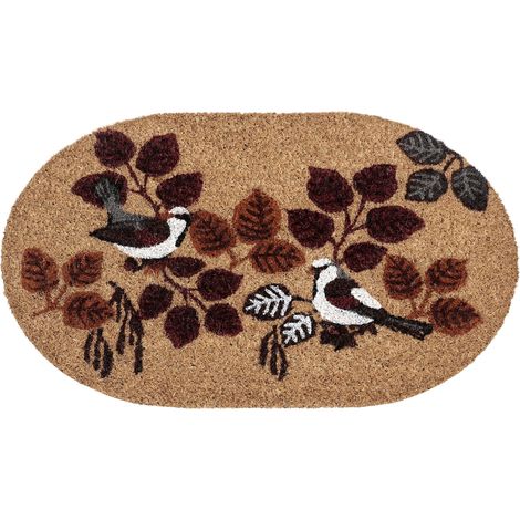 Fußmatte TOOLIK Naturfarben 45 x 75 cm Vogel Kokosfasern