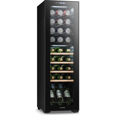 Klarstein – Cave à vin multi-température 27 bouteilles – 2 zones de refroidissement – Compresseur économe en énergie – Éclairage LED intégré
