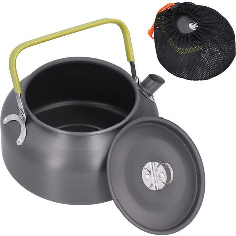 Bouilloire de camping de 1,2 L en alliage d'aluminium avec sac de rangement pour la randonnée, la pêche et les pique-niques (1/5)